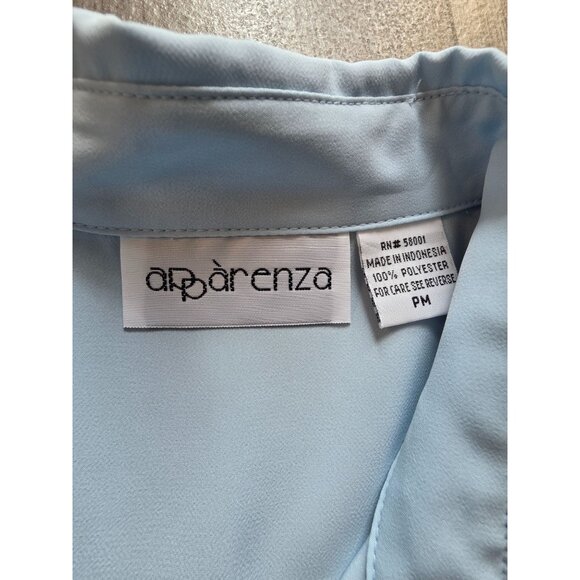 Vintage Apparenza Womens Blue Long Sleeve Embroidered Blouse PM Polyester - Picture 5 of 8